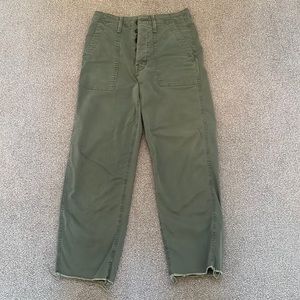Mother Denim, camo green, cotton, cropped. Size 23.